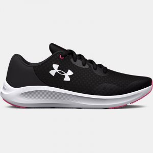 Girls' Grade School Under Armour Charged Pursuit 3 Running Shoes Black / Jet Gray / White 36.5