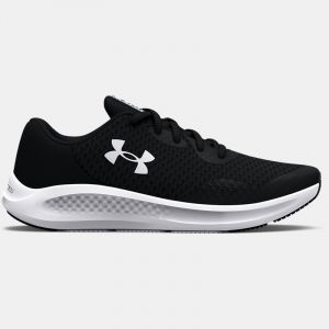 Boys' Grade School Under Armour Charged Pursuit 3 Running Shoes Black / Black / White 38.5