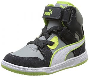 Puma Rebound Street 358589/01 - Zapatillas de Deporte de Cuero para niño Gris Gris (Grey/White/Green) 22