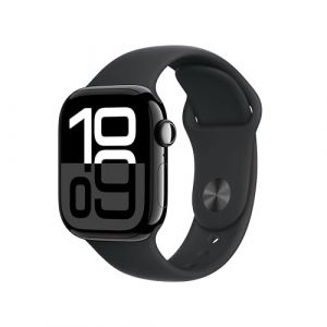 Apple Watch Series 10 (GPS) - Caja de Aluminio en Negro Azabache de 42 mm - Correa Deportiva Negra - Talla M/L