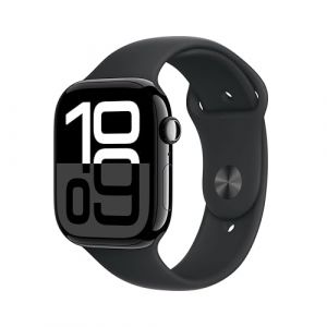 Apple Watch Series 10 (GPS) - Caja de Aluminio en Negro Azabache de 46 mm - Correa Deportiva Negra - Talla M/L