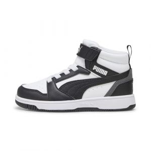 PUMA Zapatillas Rebound V6 Mid para niño PUMA White-PUMA Black-Shadow Gray 34.5 EU