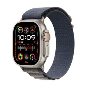 Apple Watch Ultra 2 [GPS + Cellular] Smartwatch con Caja de Titanio Resistente de 49 mm y Correa Loop Alpine Azul - Talla M. Monitor de entreno