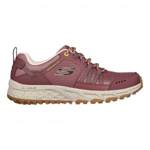 Ténis Skechers Escape Plan - Endless Pursuit bordô amarelo branco roto mulher - 38.5