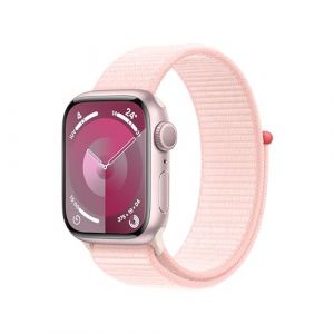 Apple Watch Series 9 [GPS] Smartwatch con Caja de Aluminio en Rosa de 41 mm y Correa Loop Deportiva Rosa Claro. Monitor de entreno