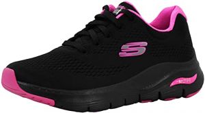 Skechers Women's Arch Fit-Sunny Outlook Sneaker Black/Hot Pink 11 M US