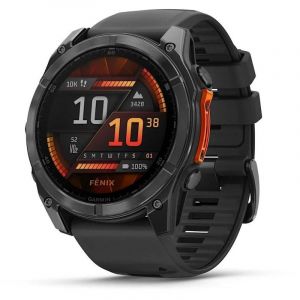 Relógio smartwatch Garmin Fenix 8 AMOLED 51 mm cinza com pulseira de silicone preta