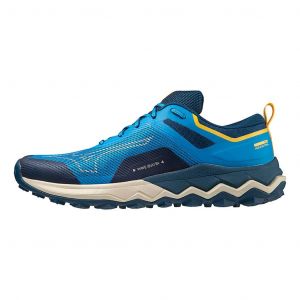 Ténis Mizuno Wave Ibuki 4 azul marinho azul claro amarelo - 46.5