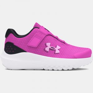 Girls' Infant Under Armour Surge 4 AC Running Shoes Black / Lavish / Salt Purple 26