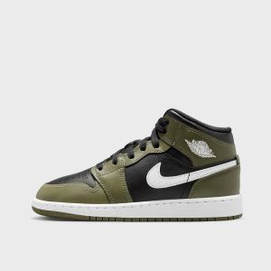 Air Jordan 1 Mid black/white/medium olive, da Jordan, Air Jordan Retro, em verde, tamanho: 36