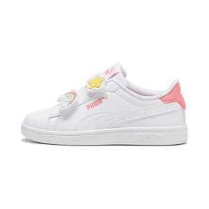 PUMA Zapatillas Smash 3.0 Badges Niños 34 White Passionfruit Pink