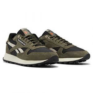 Reebok Unisex-Adult Classic Leather Sneaker (Core Black/Army Green/Stucco