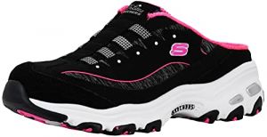 Skechers Women's D'Lites Slip-On Mule Sneaker Black/Hot Pink 6.5 Wide