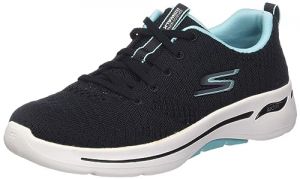 Skechers Go Walk Arch Fit- Unify Black/Aqua 8 W