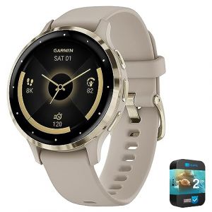 Garmin 010-02785-02 Venu 3S Health Fitness GPS Smartwatch con bisel de acero dorado con caja gris francés de 41 mm | Modelo oficial de socio de EE. UU. | Paquete con paquete de protección mejorada CPS