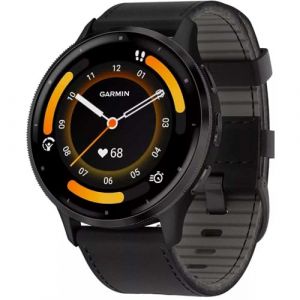 Garmin 010-02784-52 Venu 3 Reloj Inteligente con Bisel de Acero Inoxidable Pizarra con Caja Negra y Correa de Cuero