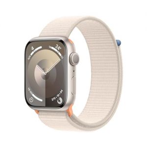Apple Watch Series 9 [GPS] Smartwatch con Caja de Aluminio en Blanco Estrella de 45 mm y Correa Loop Deportiva Blanco Estrella. Monitor de entreno