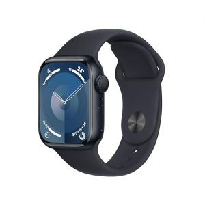 Apple Watch Series 9 [GPS] Smartwatch con Caja de Aluminio en Color Medianoche de 41 mm y Correa Deportiva Color Medianoche - Talla S/M. Monitor de entreno