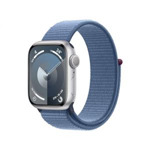 Apple Watch Series 9 [GPS] Smartwatch con Caja de Aluminio en Plata de 41 mm y Correa Loop Deportiva Azul Invierno. Monitor de entreno